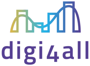 Das Logo greift den Leitgedanken des Projekts auf: Eine stilisierte Brücke symbolisiert den verbindenden Charakter von digi4all – über Fächer, Professionen und Perspektiven hinweg. Der Farbverlauf verdeutlicht die Vielfalt digitaler Bildungsthemen, der klare Schriftzug den offenen und zugänglichen Ansatz des Angebots. Lizenz: CC BY-NC-SA